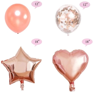 Rose gold bachelorette party balloon set with latex sequins and star heart foil balloons