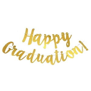 Banderole Happy Graduation pailletée dorée pour décoration murale et fond de photo fête