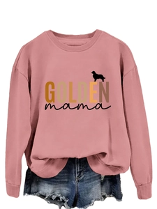 Detail of GOLDEN mama rose pink sweatshirt with golden retriever silhouette print