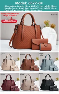 Three-piece women's tote set featuring woven texture, including handbag, clutch and card holder