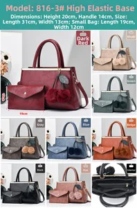 Dimensions détaillées pour l'ensemble sac à main deux pièces avec cabas et pochette