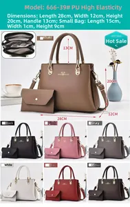 Detail view of khaki PU leather tote bag set featuring stylish always love you gold slogan