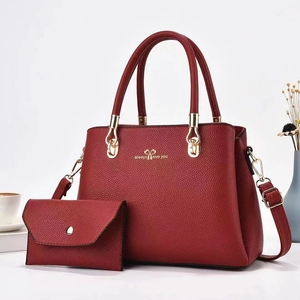 Elegant Women Handbag And Pouch Lychee Pattern PU Leather Tote Shoulder Crossbody Bag Fashion Trendy Ladies Purse