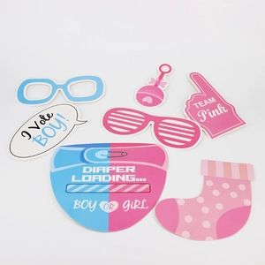 Gender reveal party foto rekwisieten set met Boy or Girl brillen en baby shower borden