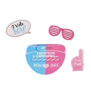 30-delige set foto-rekwisieten voor gender reveal party met blauwe en roze papieren borden