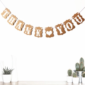 Vintage Kraftpapier THANK YOU Girlande mit Wellenrand für Partydekoration