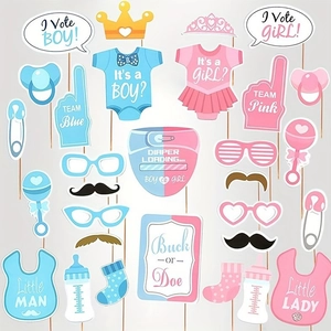 Gender Reveal Party Fotorekwisieten Bril Fles Kroon Vlinderdas Snor Bord Voor Babyshower Verjaardag Decoratie Benodigdheden
