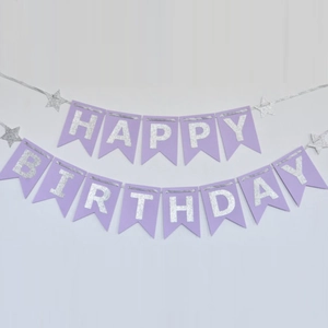 Πανό Happy Birthday από Τσόχα Γιρλάντα Ουρά Ψαριού Γράμματα με Glitter για Παιδικό Πάρτι Γενεθλίων Διακόσμηση Σπιτιού