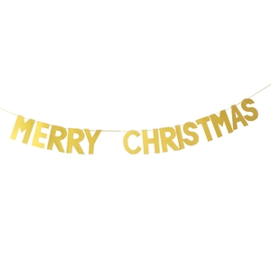 Golden glittery Merry Christmas banner for festive holiday party home wall decoration