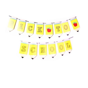 Pencil-shaped swallowtail banner with Back to School letters for classroom decoration