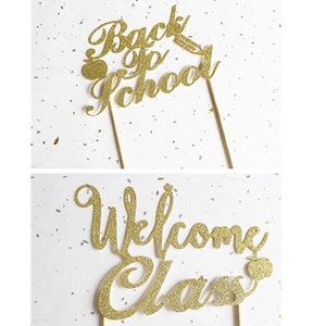Back To School Kuchendeko Glitzerpapier Welcome Class Party Dekoration Festlicher Nachtisch Einsatz Apfel Bleistift Design