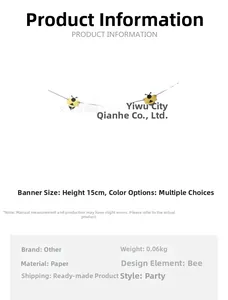 Detailed size parameters of 15cm paper bumblebee themed one birthday party banner
