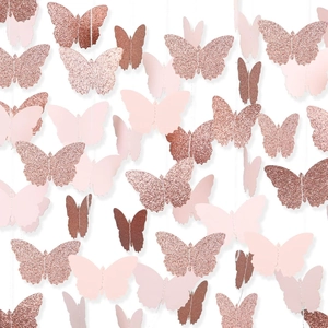 Butterfly Paper Garland Hanging Banner Glitter Cardstock Romantic 3D For Birthday Party Wedding Valentine Baby Shower Decor