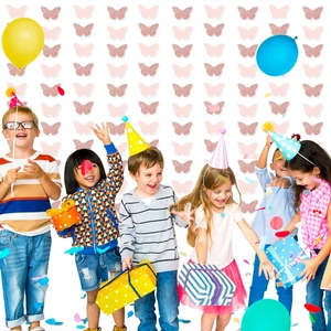 Pink and rose gold butterfly banner backdrop for birthday parties and celebrations