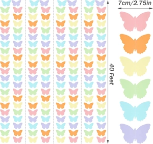 Detail view of 40ft macaron paper butterfly garland with 7cm width specification