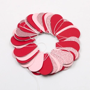 Red and pink glitter heart paper banner decorations for Valentine's and wedding parties