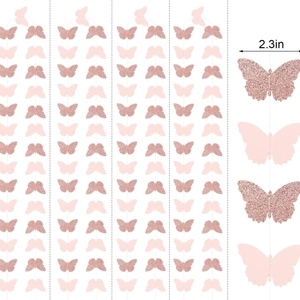 Pink glitter butterfly banner garland for wedding party decoration with 2.3in width