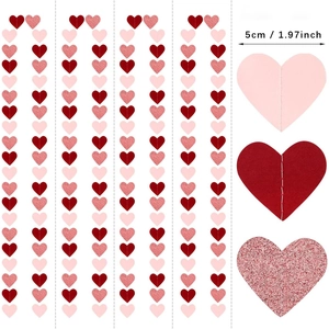 5cm red and pink heart paper garland bunting for Valentine's wedding party decoration