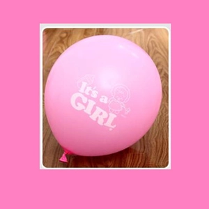 Pink It's a Girl latex balloon with baby cartoon print for gender reveal and baby shower