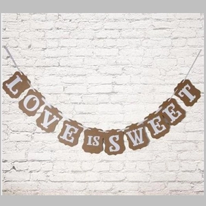 Love Is Sweet brown cardstock banner with white letters for wedding party decoration
