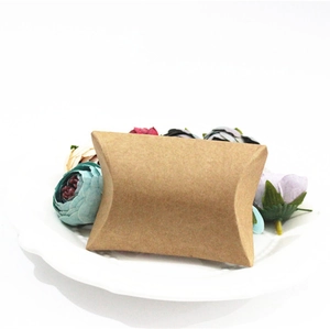 Eco-friendly brown kraft paper pillow boxes for elegant wedding favors and small gifts