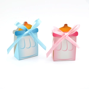 Boîtes de bonbons en forme de biberon avec rubans satinés pour cadeaux de naissance ou fête