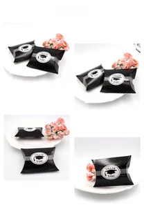 Polka dot black graduation pillow gift boxes with Thank You labels and mortarboard icon