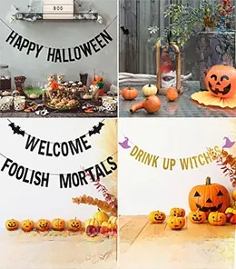 Set di festoni glitterati Happy Halloween e Let's Party Witches per decorazioni