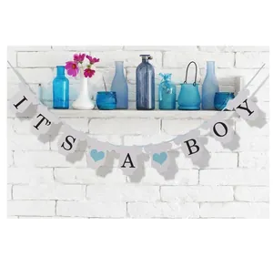 Striscione Baby Shower It's a Boy con biglietti a forma di body per decorazione festa