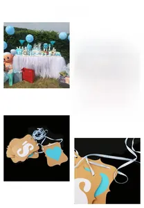 Détails de la bannière IT'S A BOY en papier kraft vintage avec ruban bleu pour fête