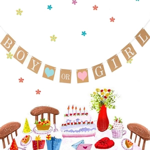 Banderole De Révélation De Sexe Papier Kraft Boy Or Girl We Love You Décoration De Baby Shower Motif Cœur