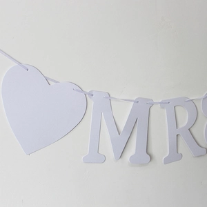 Wedding banner decoration with white MRS letters and heart design for bridal parties