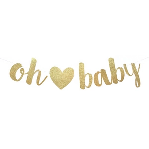 Detail von goldenem Oh Baby Banner mit Glitzereffekt für Babyparty-Dekorationen