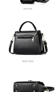 Detail view of black tote bag showing side and back profiles with gold hardware
