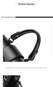 Detail of arch-shaped leather handle with silver rivets for ergonomic comfort
