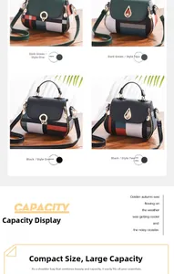 Detail of color-block shell bag with crocodile texture and adjustable metal buckle strap