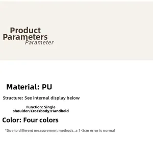 Detailed technical specifications of the PU leather crossbody bag with sizing info