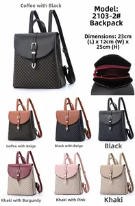 Detail view of stylish geometric pattern backpacks with 23x12x25cm multi-layer interior