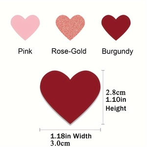 Pink and rose gold heart confetti pieces for wedding decor, 1.18 inch size dimensions