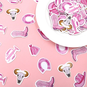 Rosa Western-Cowboy Konfetti-Set mit Stiefeln und Hüten für die Geburtstag Tischdekoration