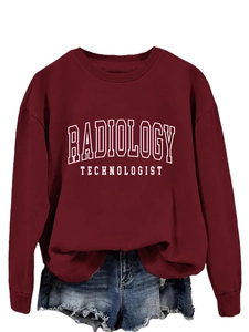 Λεπτομέρεια μπορντό Radiology Technologist φούτερ με λευκά γράμματα τύπου κολλεγίου