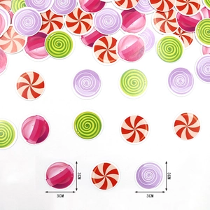Confettis autocollants ronds de 3 cm avec motifs colorés pour décoration d'anniversaire