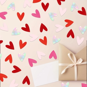 Pink heart confetti set with gift box and ribbon for wedding and Valentine party decor