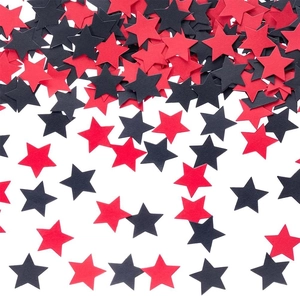 Confeti de estrellas en rojo y negro para la decoración de mesa de fiesta festiva