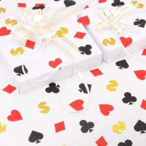 Confettis de fête Poker Las Vegas avec cœurs pailletés et signes dollar dorés de luxe