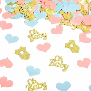 Glitter Oh Baby Confetti With Heart And Baby Onesie Shapes For Baby Shower Gender Reveal Birthday Party Table Decoration