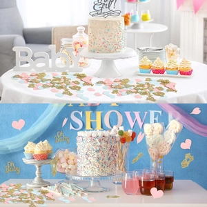Pink blue and gold Oh Baby heart confetti set for baby shower party table decoration