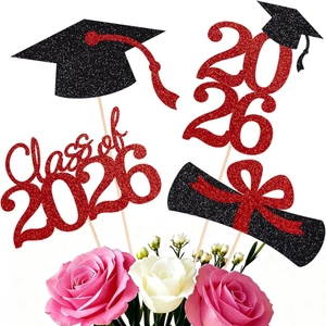 Set topper per torta di laurea 2026 con glitter e diplomi per decorazione di feste