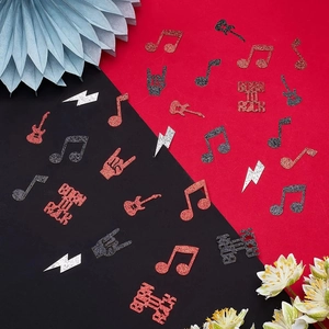 Confettis de fête thème musique Born to Rock avec guitare et notes pailletées