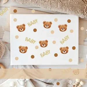 Double-sided baby bear confetti and wall art for baby shower room decoration